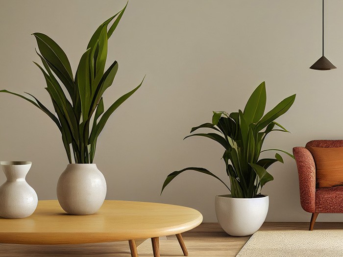 A cast iron plant on table.